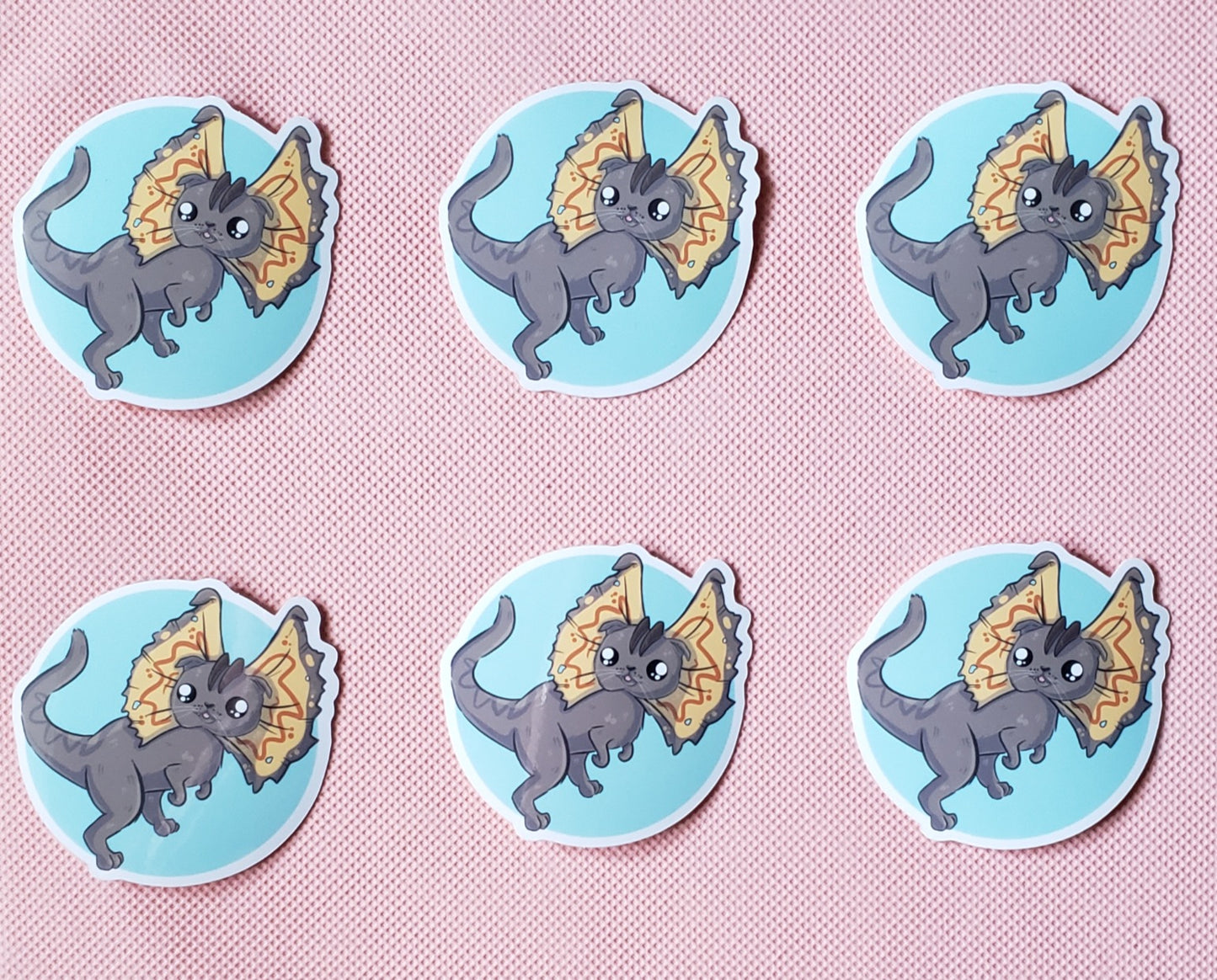 Dilottishaurus Sticker (scottish fold + dilophosaurus)