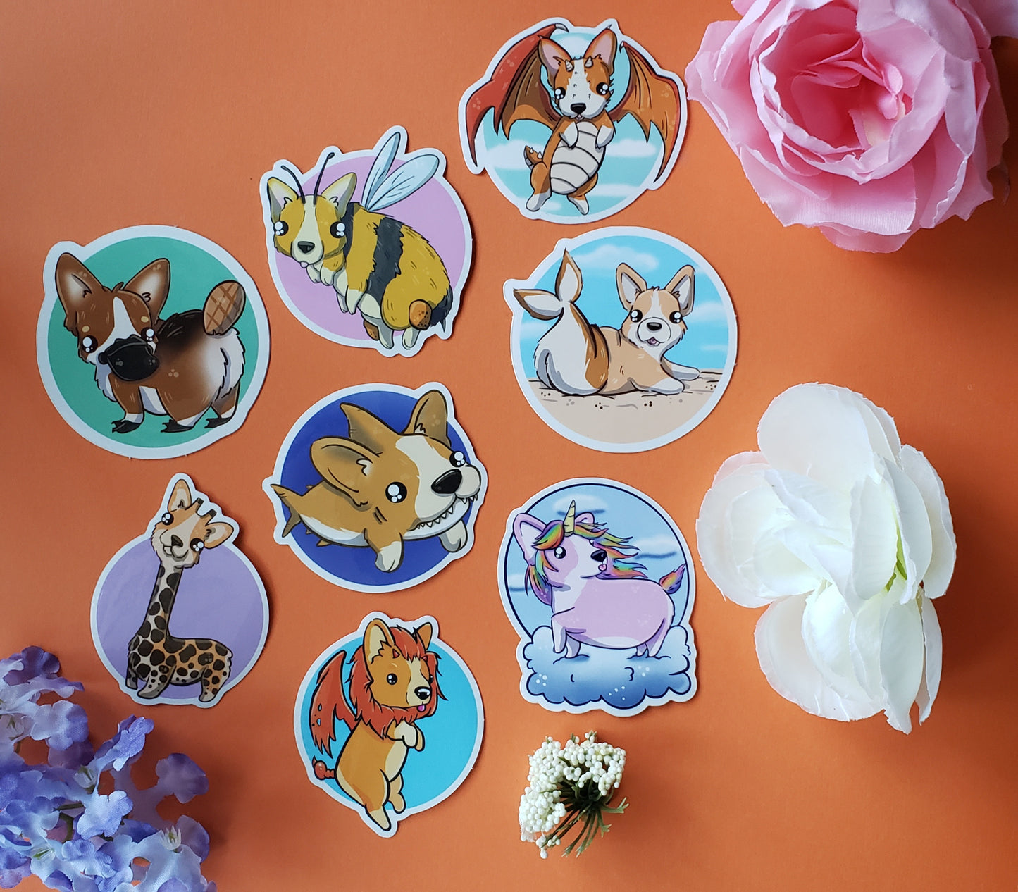 Girogi Sticker (giraffe + corgi)