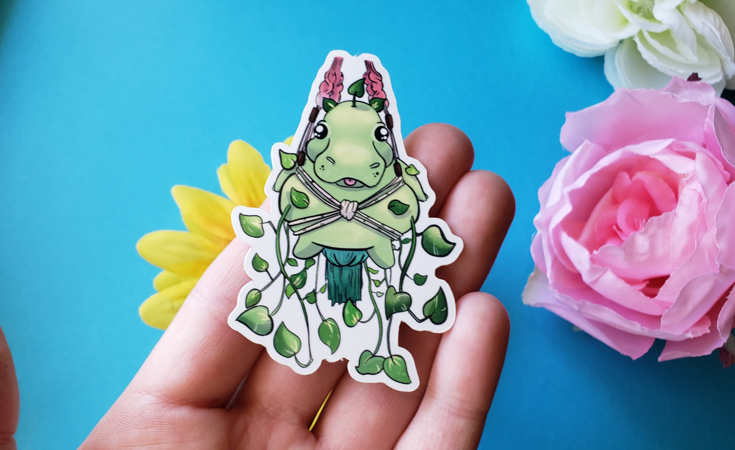 Hippopothosmas Sticker (hippo + pothos)