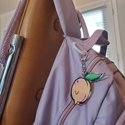 Pensive Peach Keychain