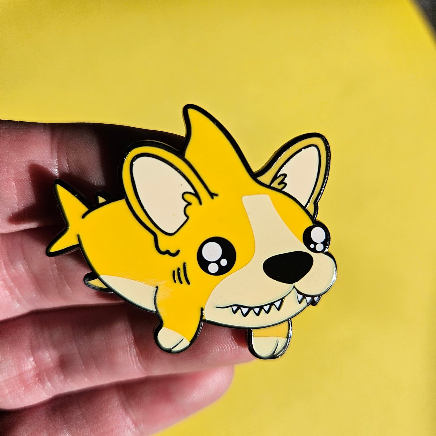 Cork Pin (corgi + shark)
