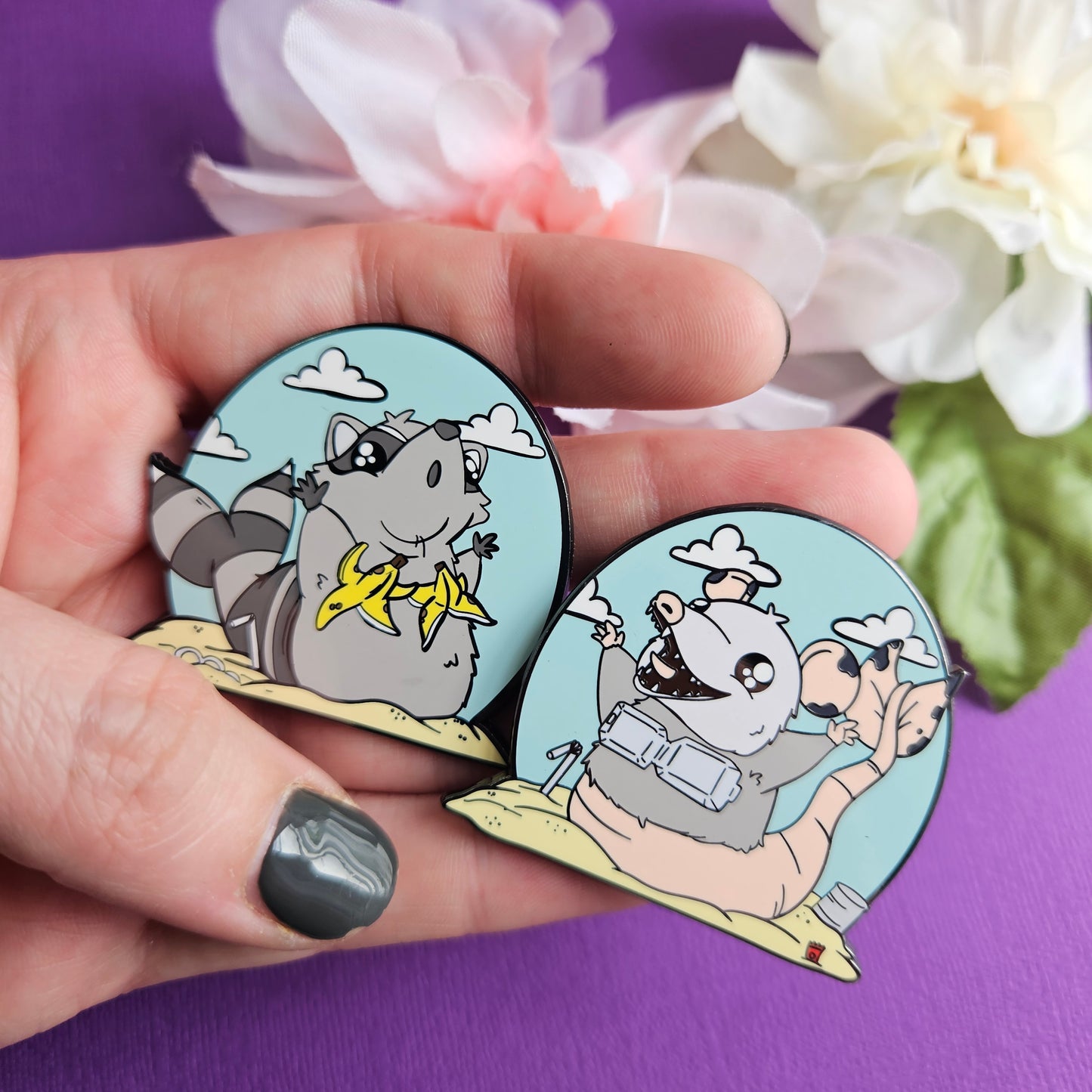 O'Trashmaid Pin (opossum + mermaid)