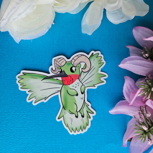 Aries: Rammingbird Sticker (hummingbird + ram) Zodiac Mashable