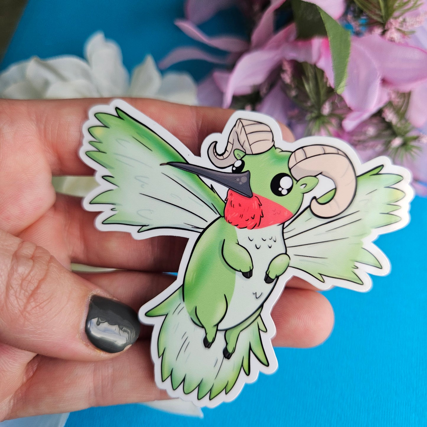 Aries: Rammingbird Sticker (hummingbird + ram) Zodiac Mashable