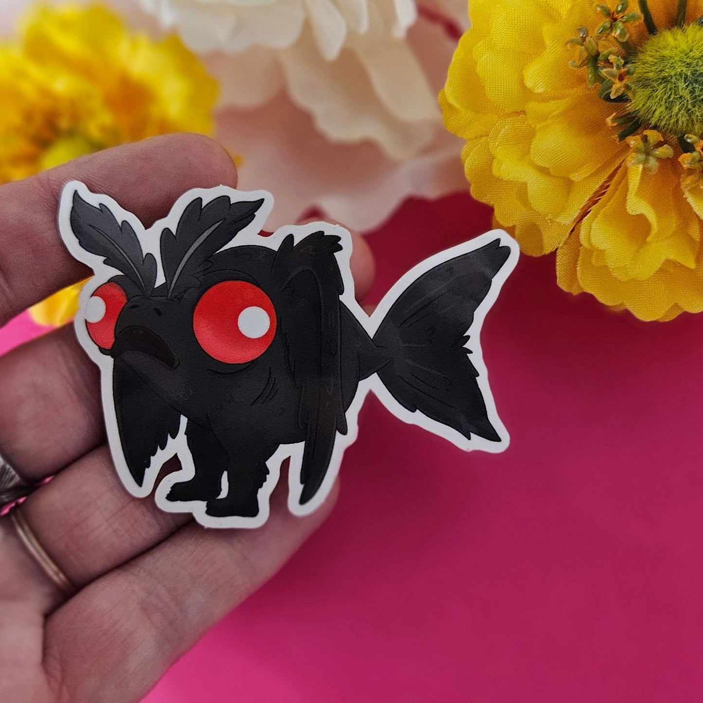 Gothman Sticker (goldfish + mothman)