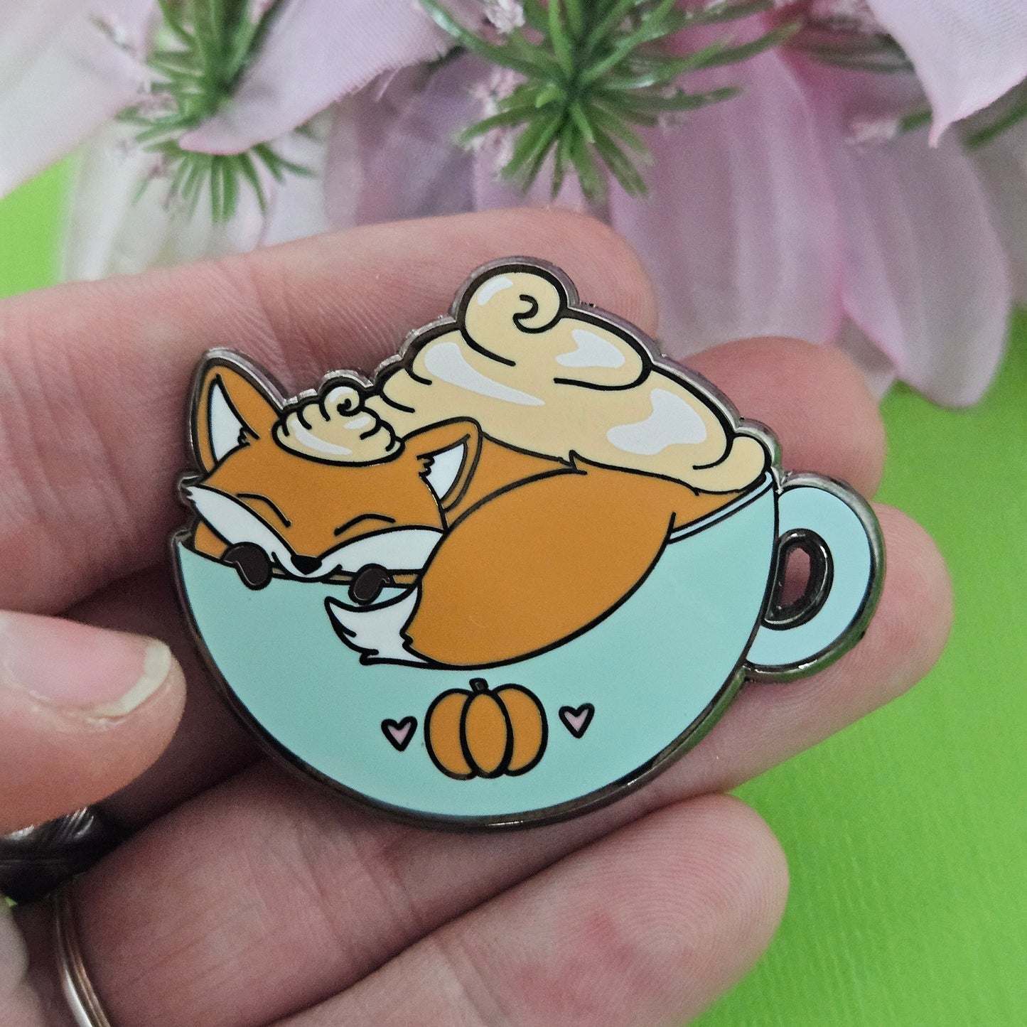 Hot Toddy Pin (fox + pumpkin spice latte)