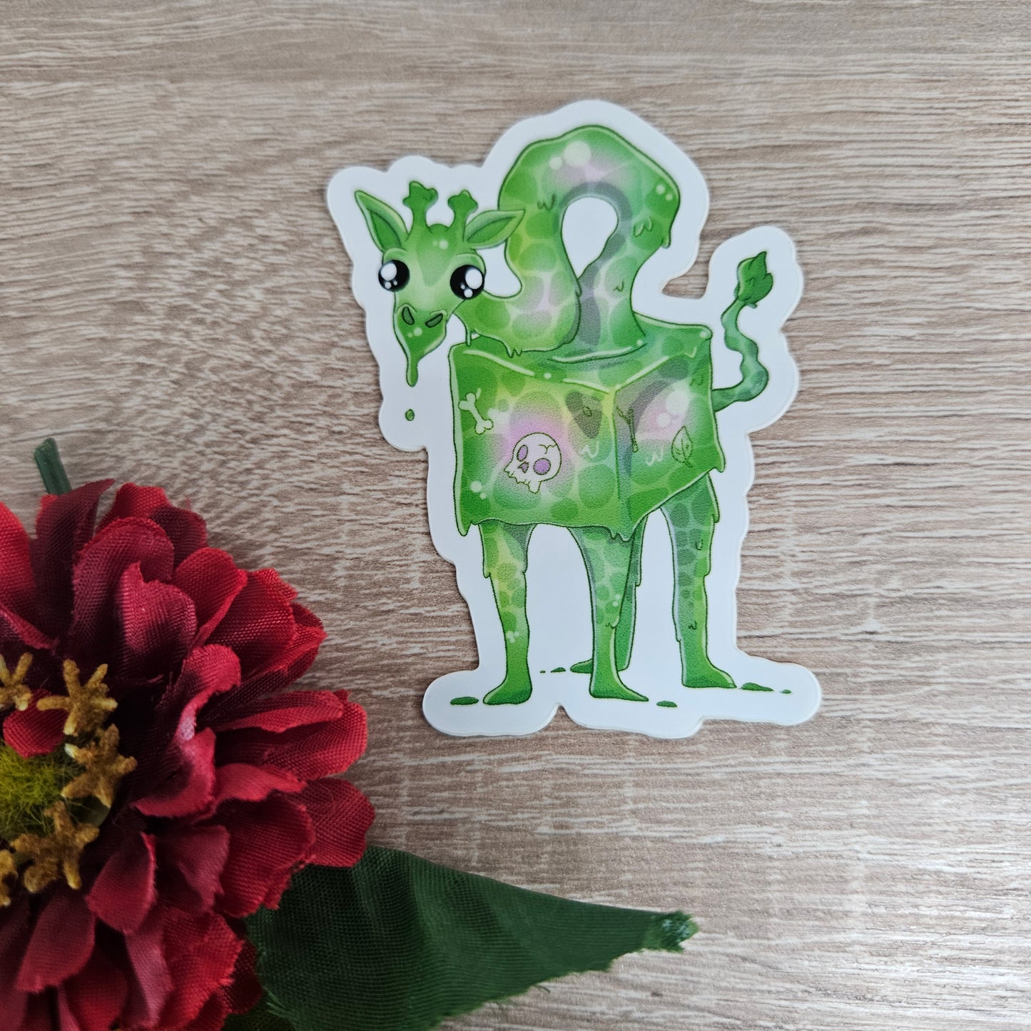 Giragenous Cube Sticker (gelatinous cube + giraffe)