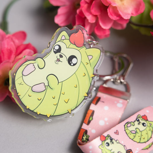 Cacthog Keychain & Lanyard (cactus + hedgehog)