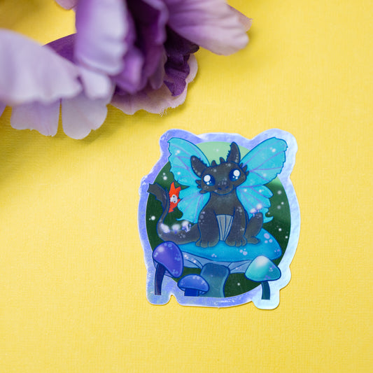 Holographic Toothless Mushroom Fairy Sticker