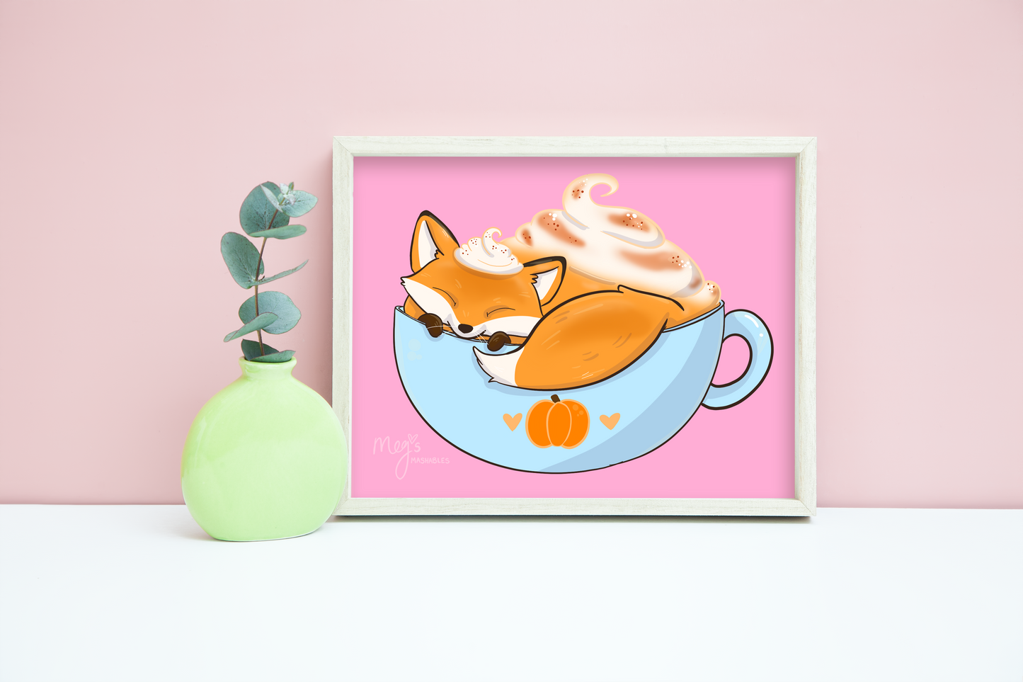 Hot Toddy (fox + pumpkin spice latte) 5x7 Print