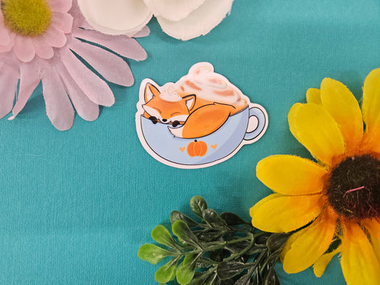 Hot Toddy Sticker (fox + pumpkin spice latte)