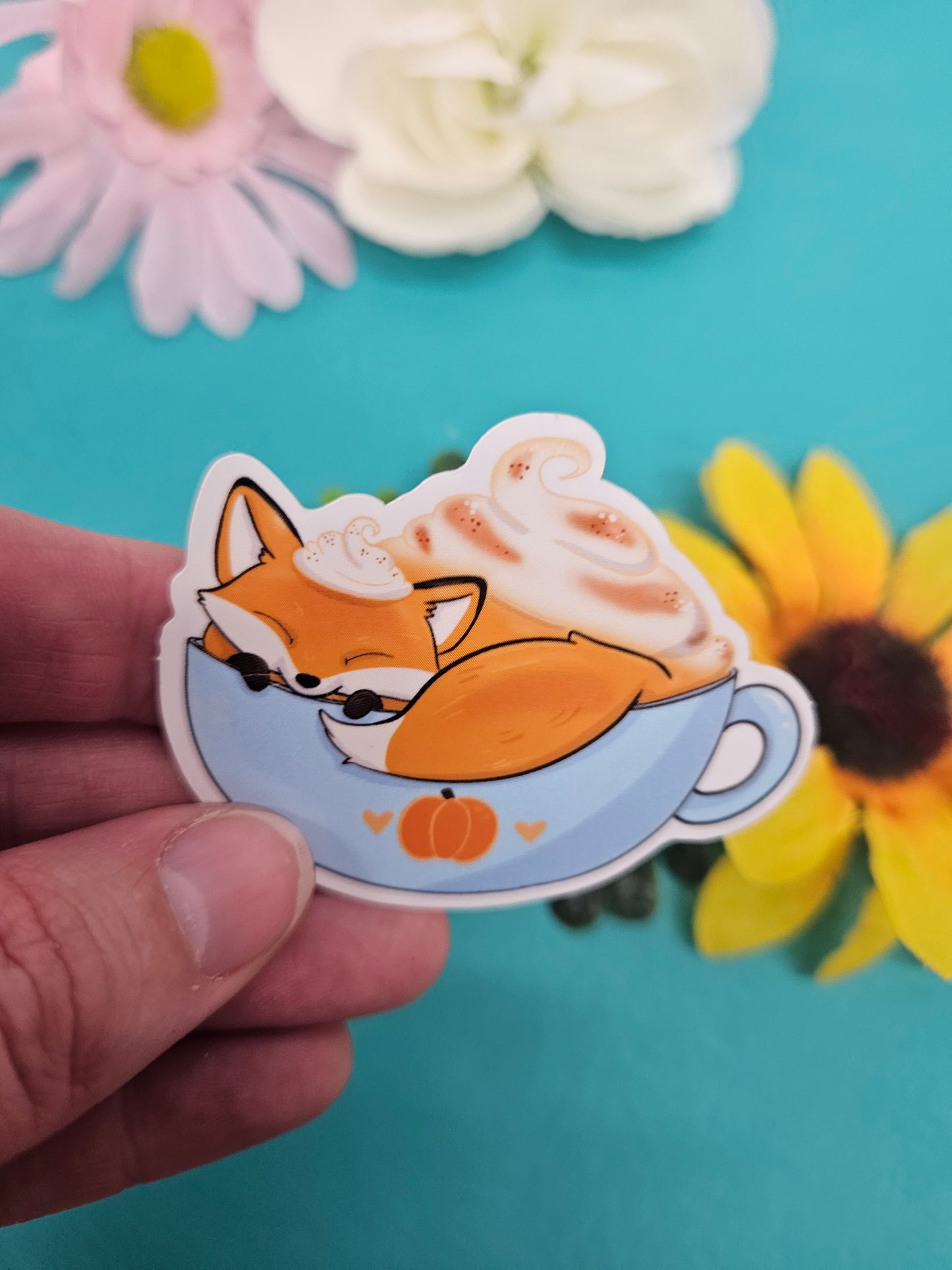 Hot Toddy Sticker (fox + pumpkin spice latte)