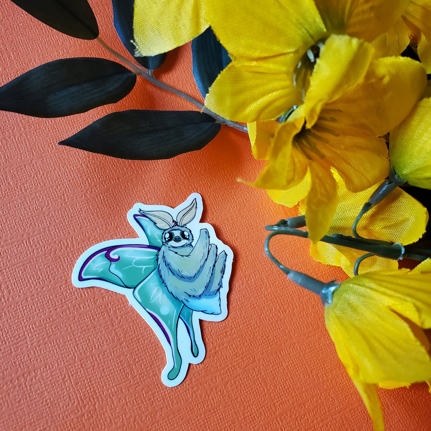 Luna Smoth Sticker (lunar moth + sloth)