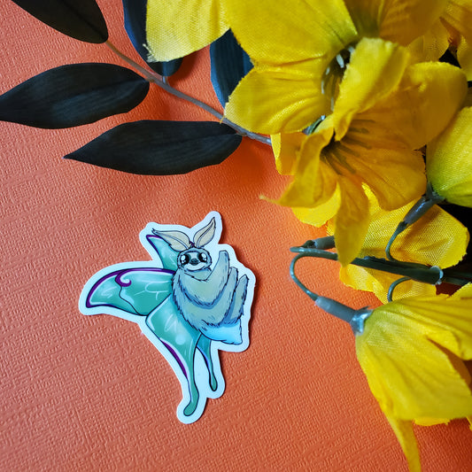 Luna Smoth Sticker (lunar moth + sloth)