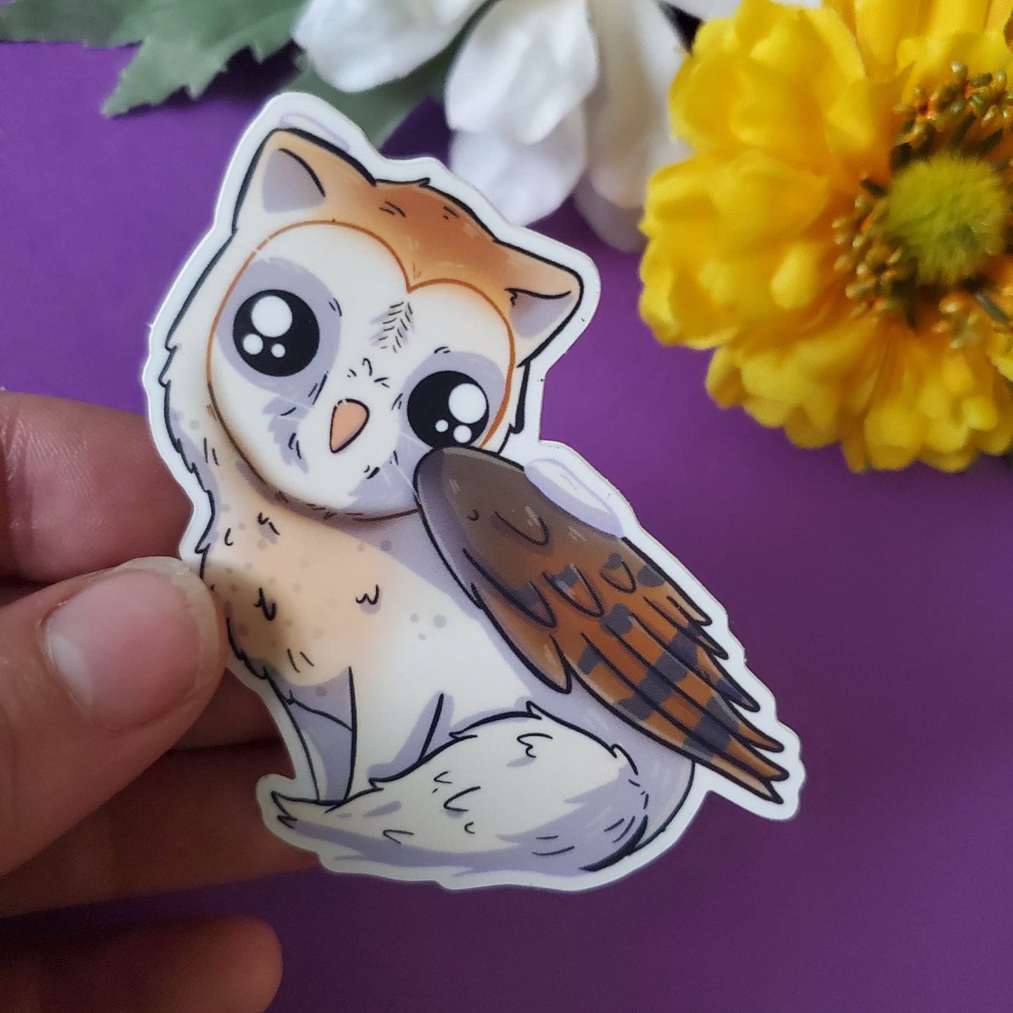 Owl Fox Sticker (barn owl + arctic fox)