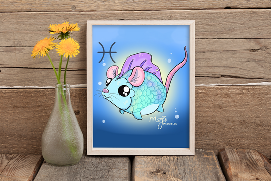 Pisces: Rish (rainbow fish + rat) 5x7 Print