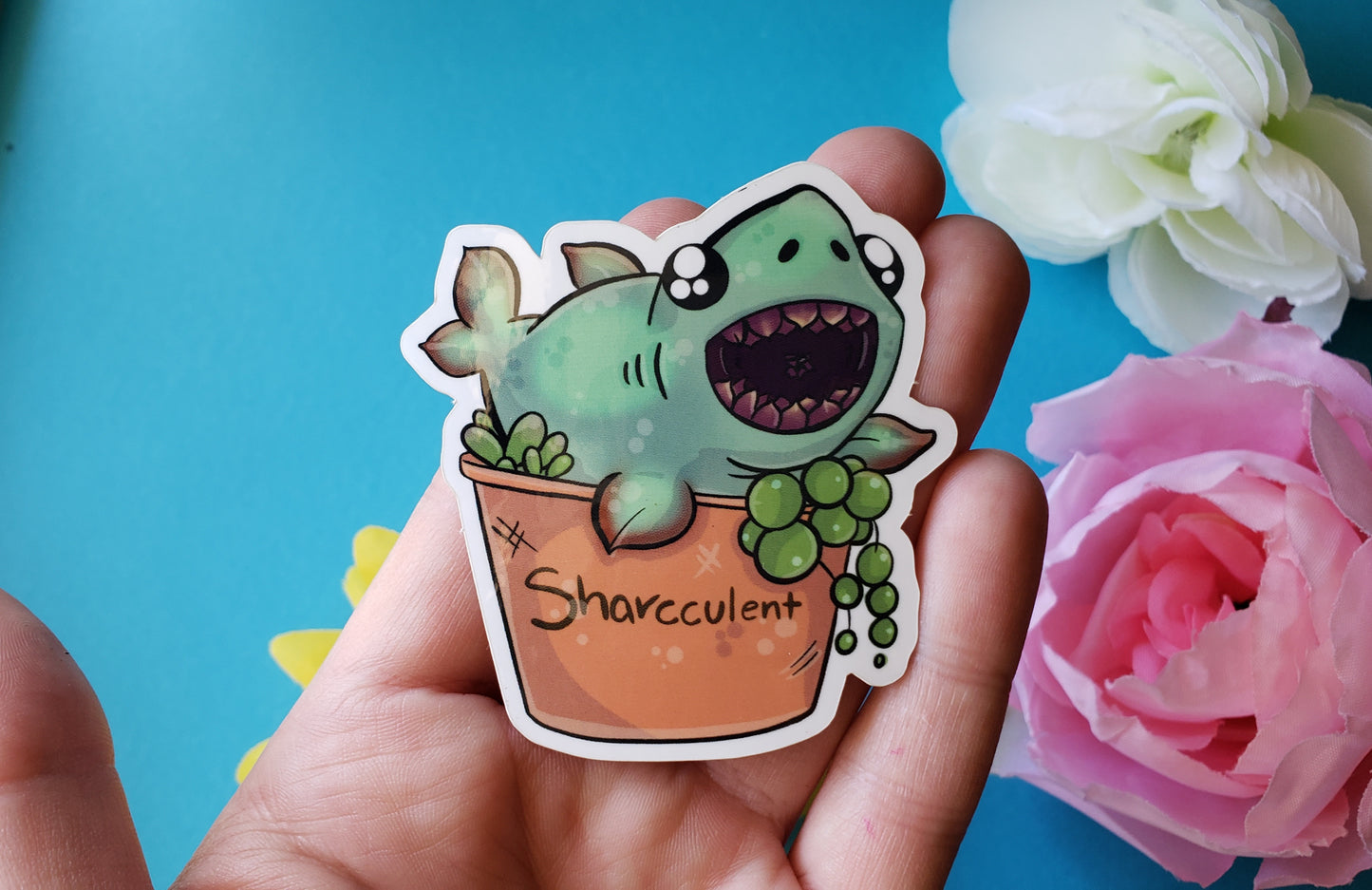Sharcculent Sticker (shark + succulent)