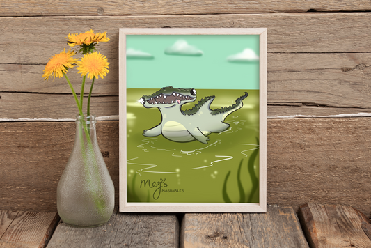 Sharkigator (shark + alligator) 5x7 Print