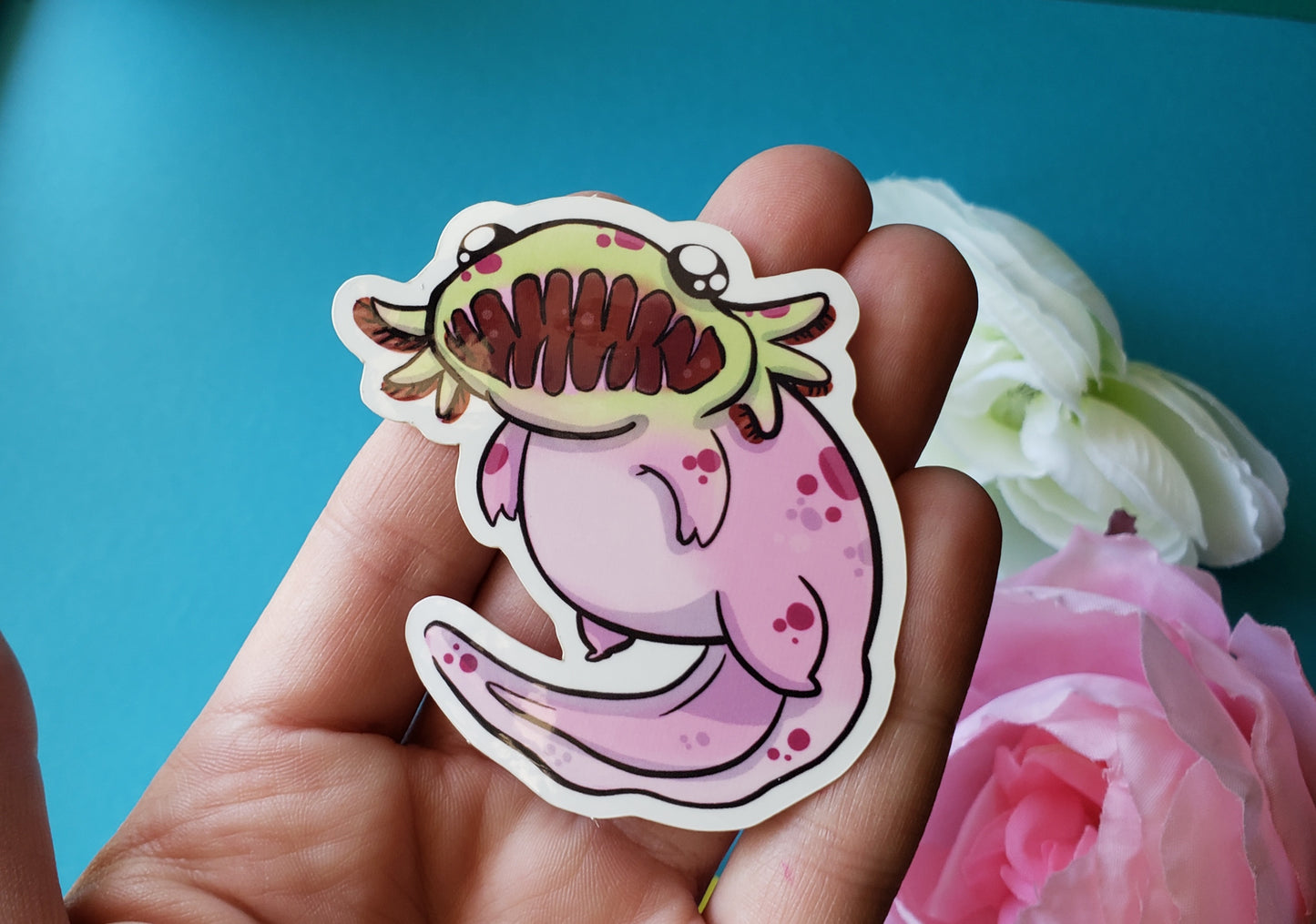 Trapsalotl Sticker (axolotl + venus flytrap)