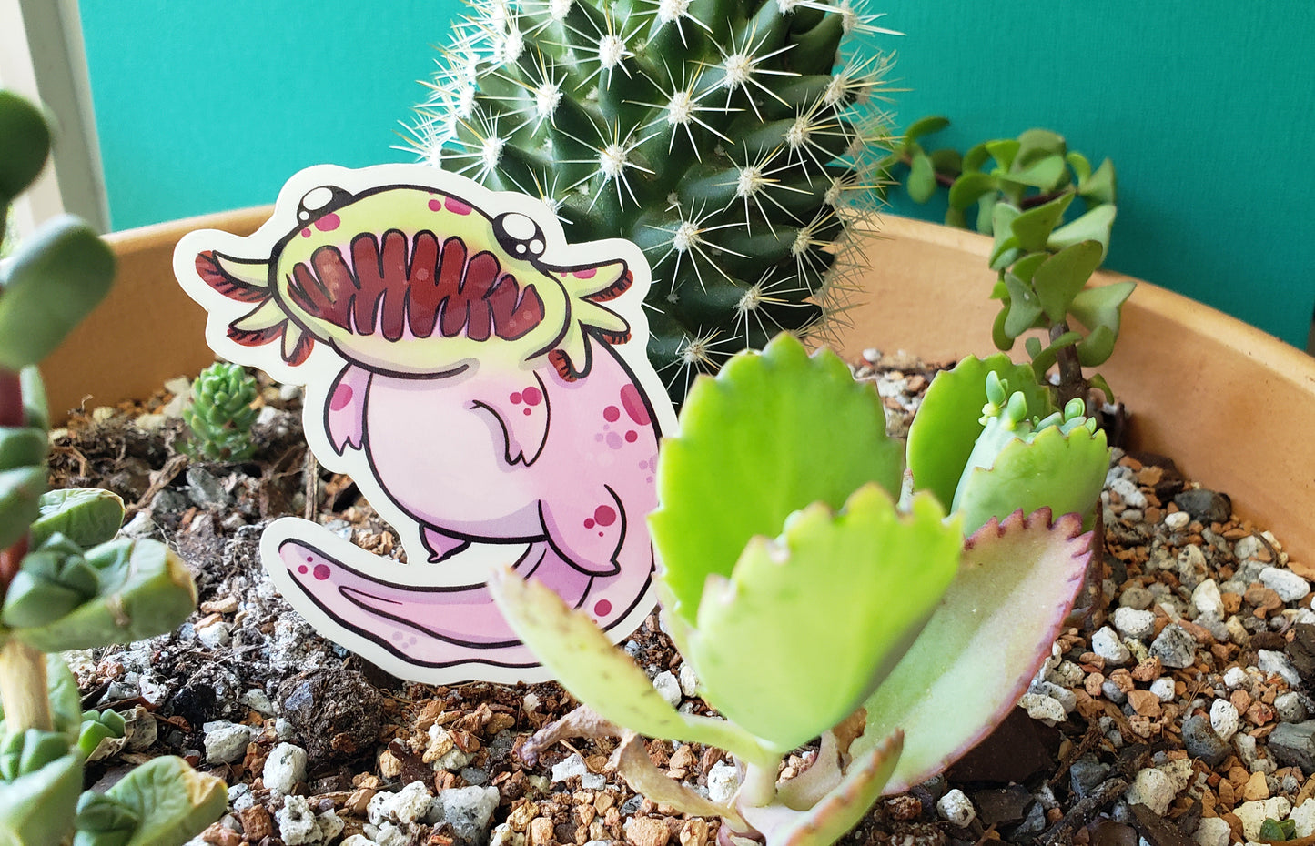 Trapsalotl Sticker (axolotl + venus flytrap)