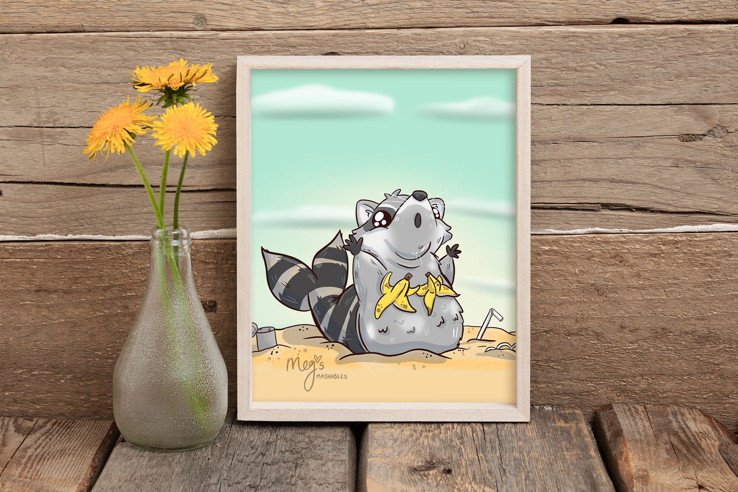 Trashmaid (racoon + mermaid) 5x7 Print