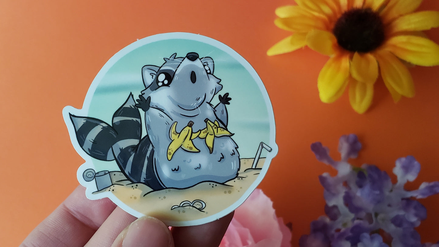 Trashmaid Sticker (raccoon + mermaid)