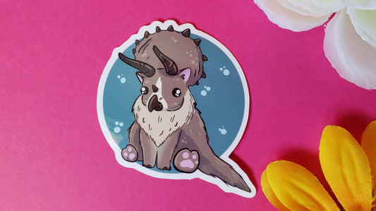 Norwegian Tricatatops Sticker (norwegian forrest cat + triceratops)
