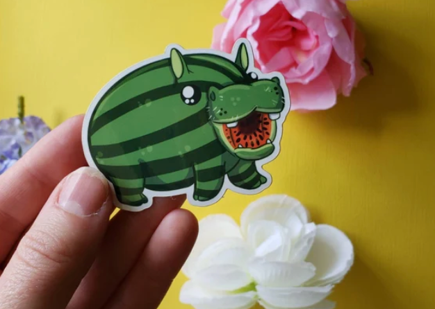 Watermelon Hippo Sticker