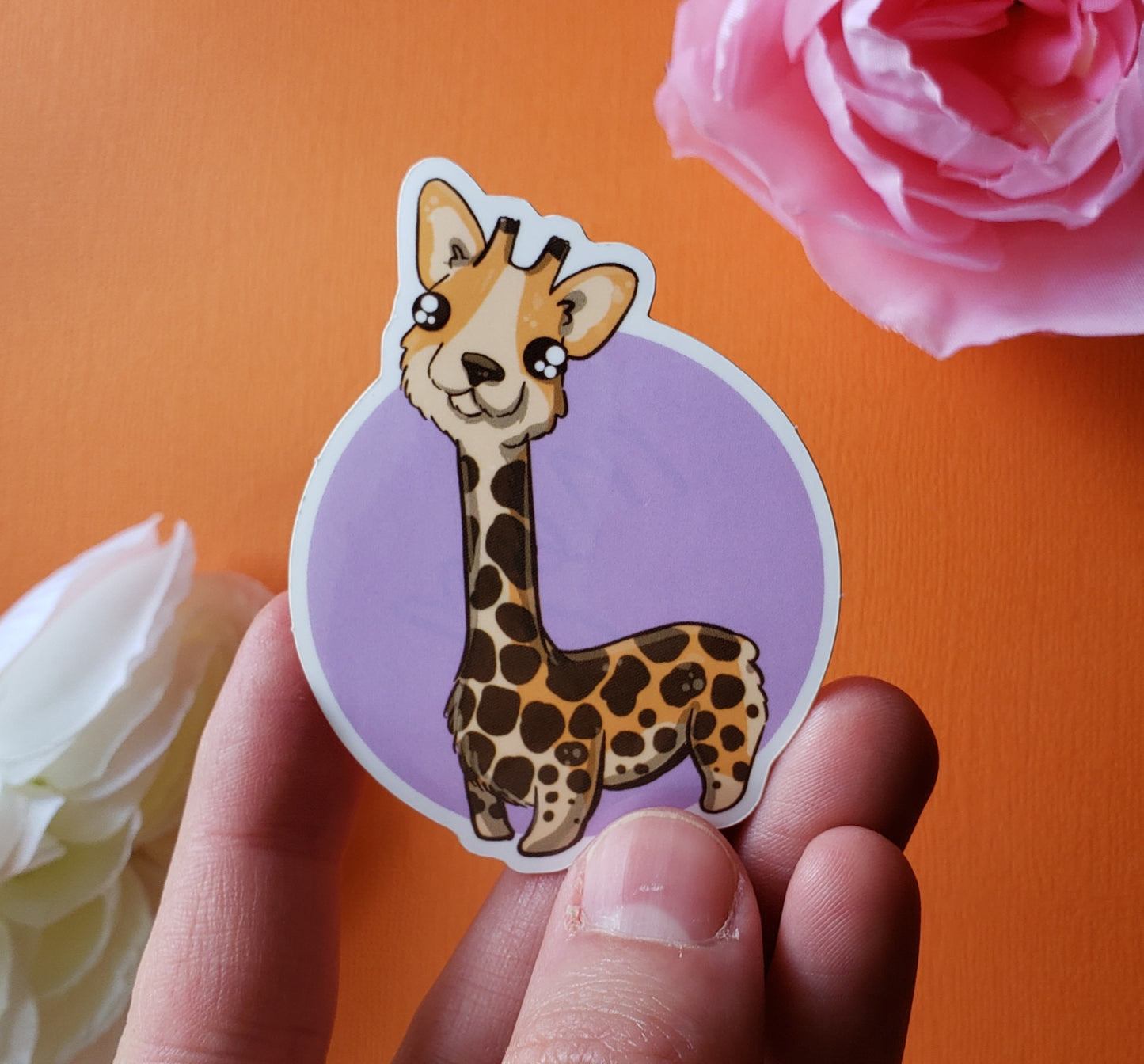Girogi Sticker (giraffe + corgi)