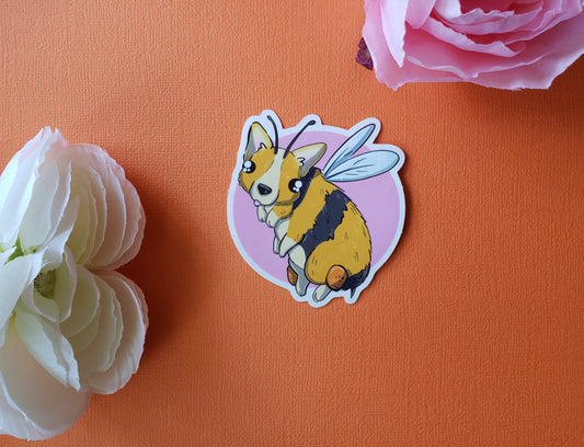 Bumble Corbee Sticker (bee + corgi)