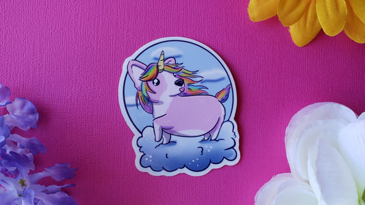Unicorgi Sticker (unicorn + corgi)