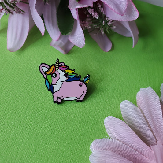 Unicorgi Pin (unicorn + corgi)