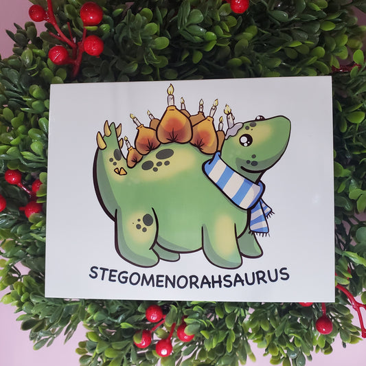 Stegomenorahsaurus Holiday Card