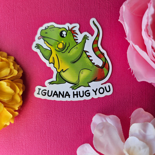 Iguana Hug You Sticker