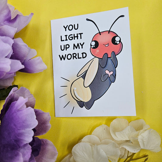 "You Light Up My World" Love Bug Greeting Card