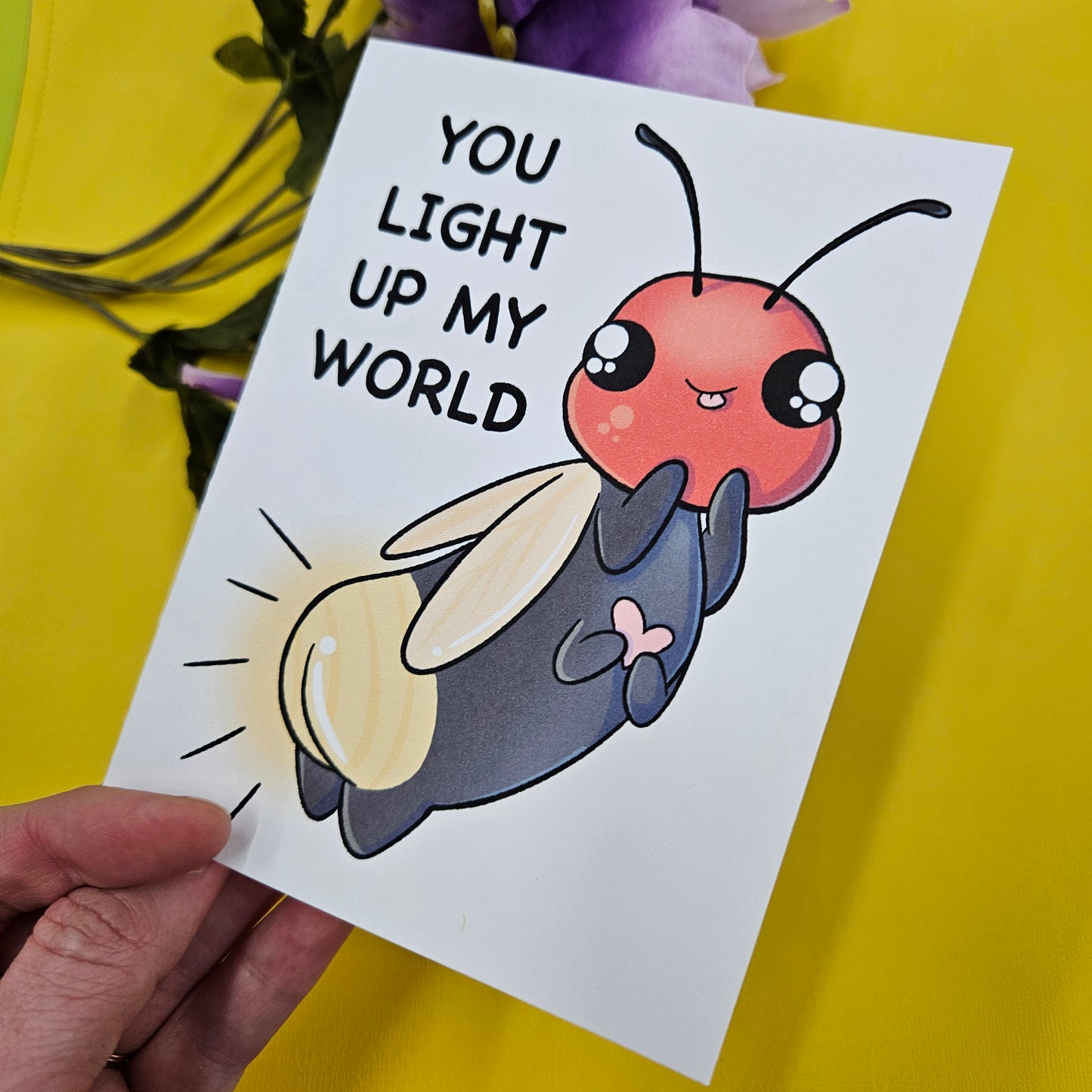 "You Light Up My World" Love Bug Greeting Card