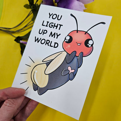 "You Light Up My World" Love Bug Greeting Card