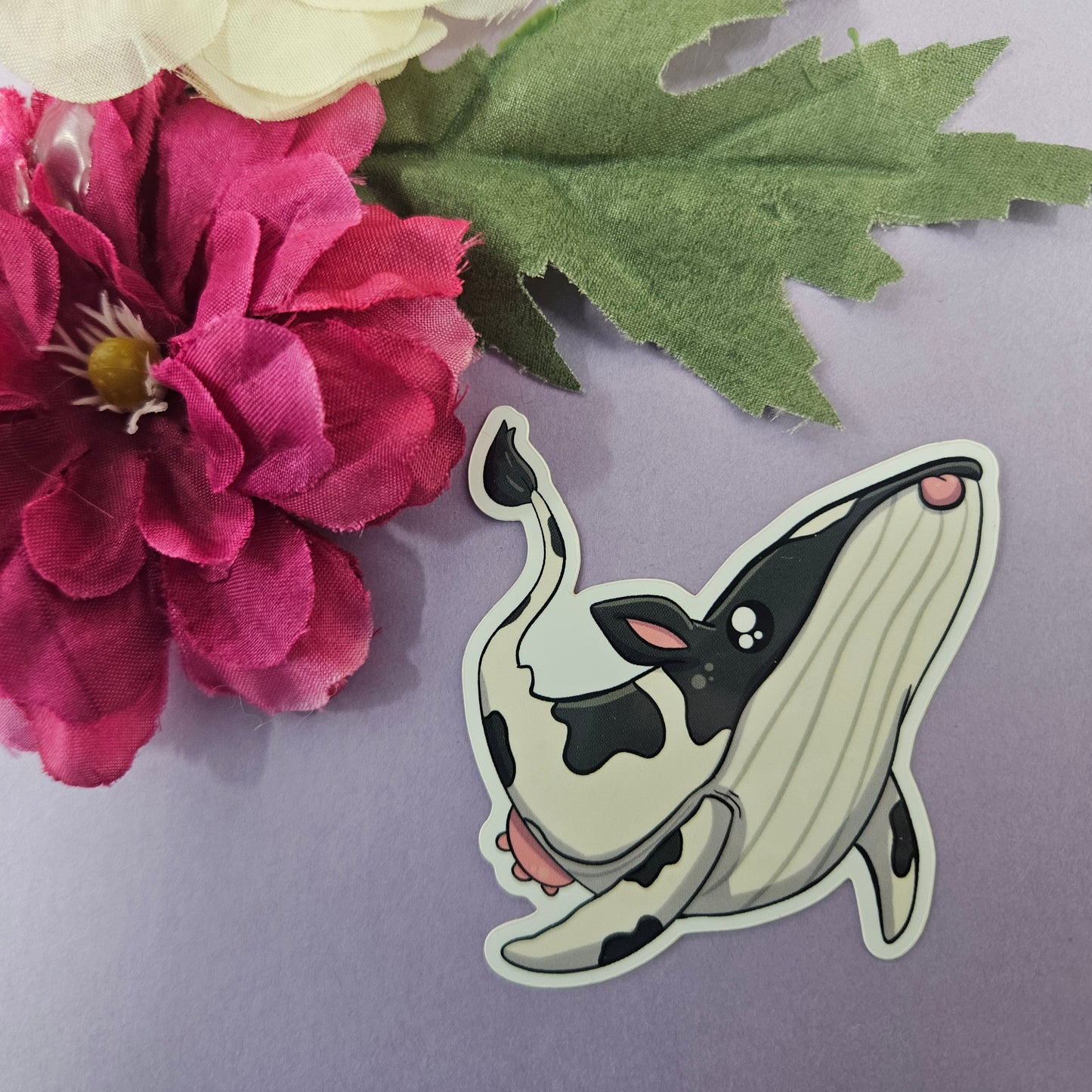 WOW Sticker (whale + cow)