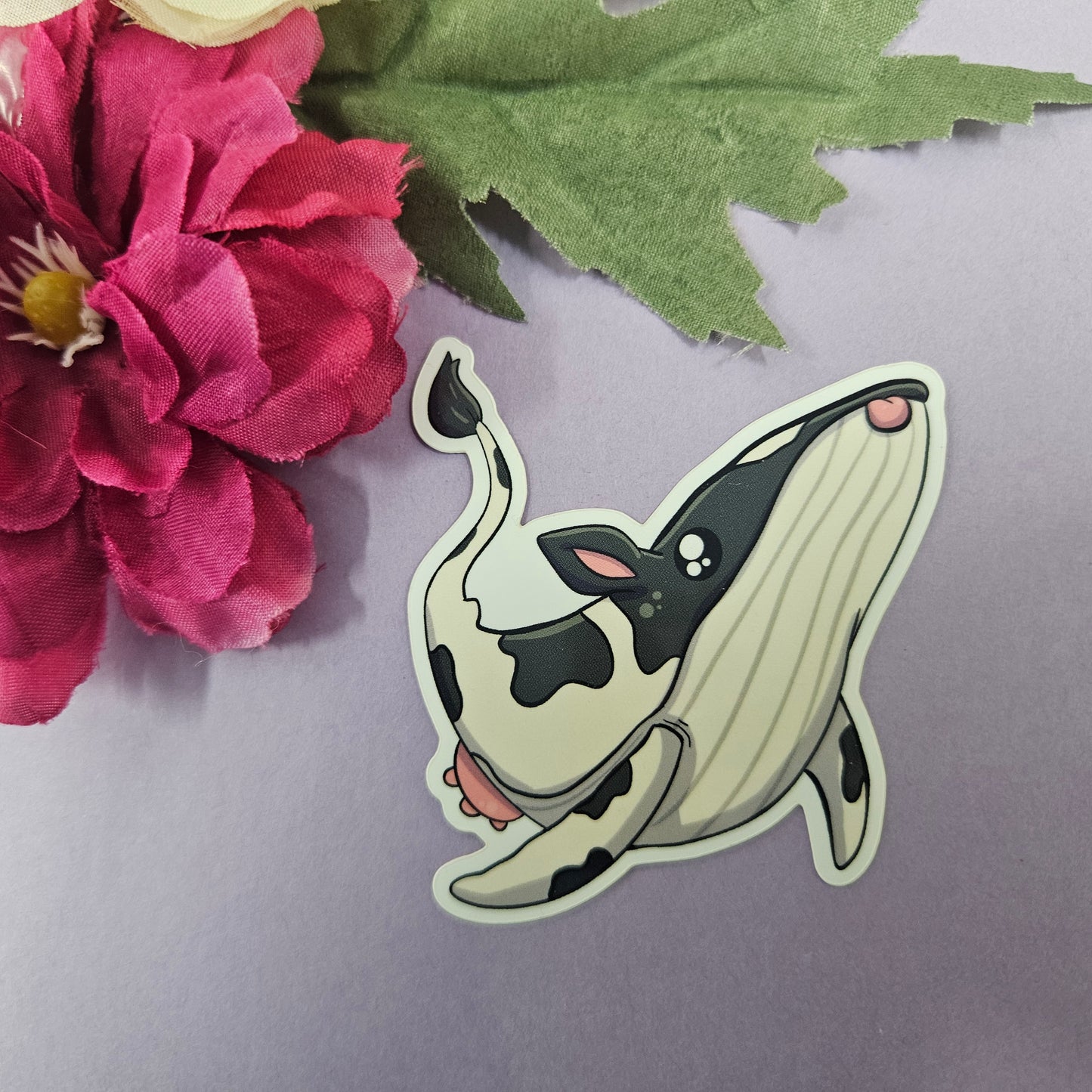 WOW Sticker (whale + cow)