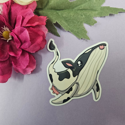 WOW Sticker (whale + cow)