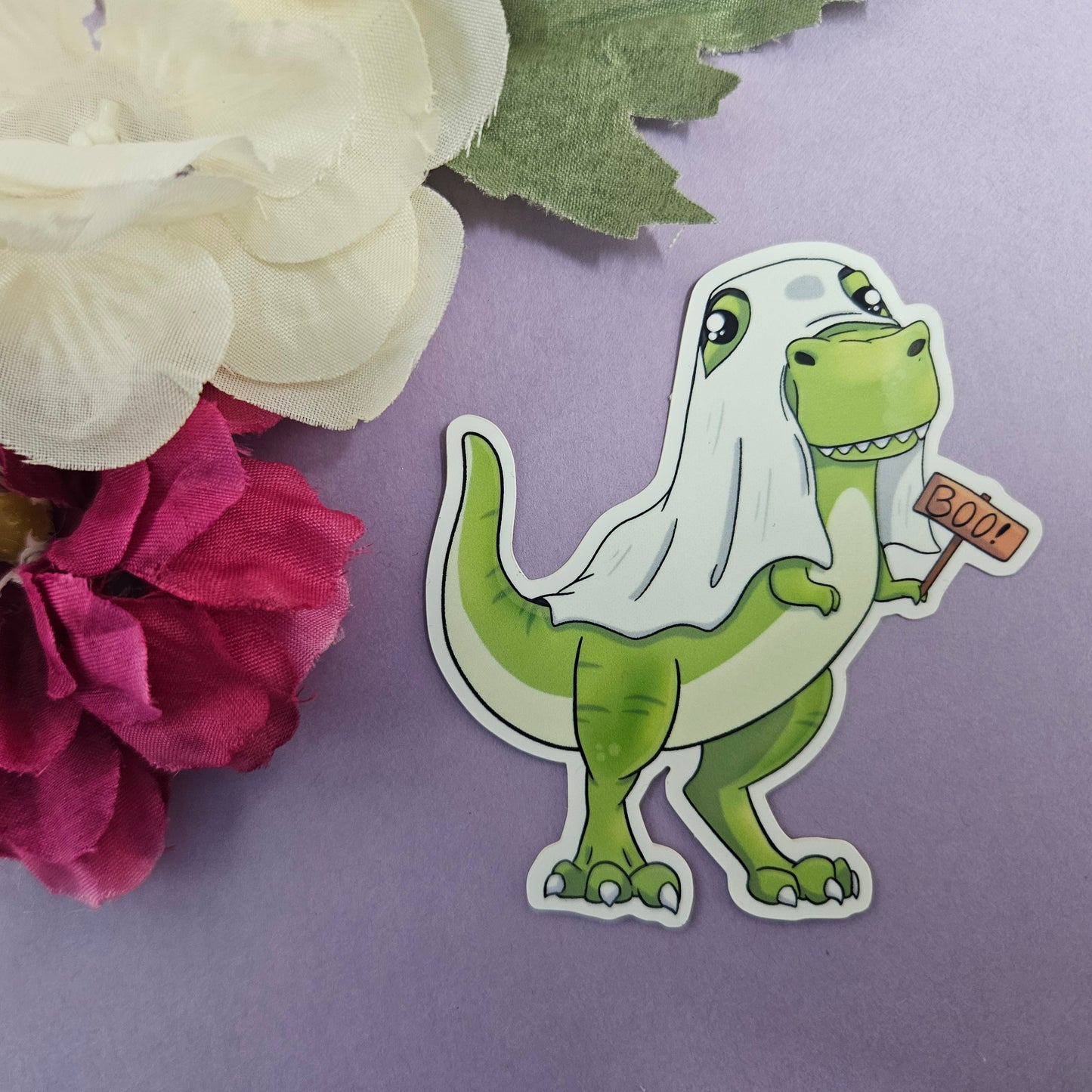 Boo Rex Sticker (t-rex + ghost)