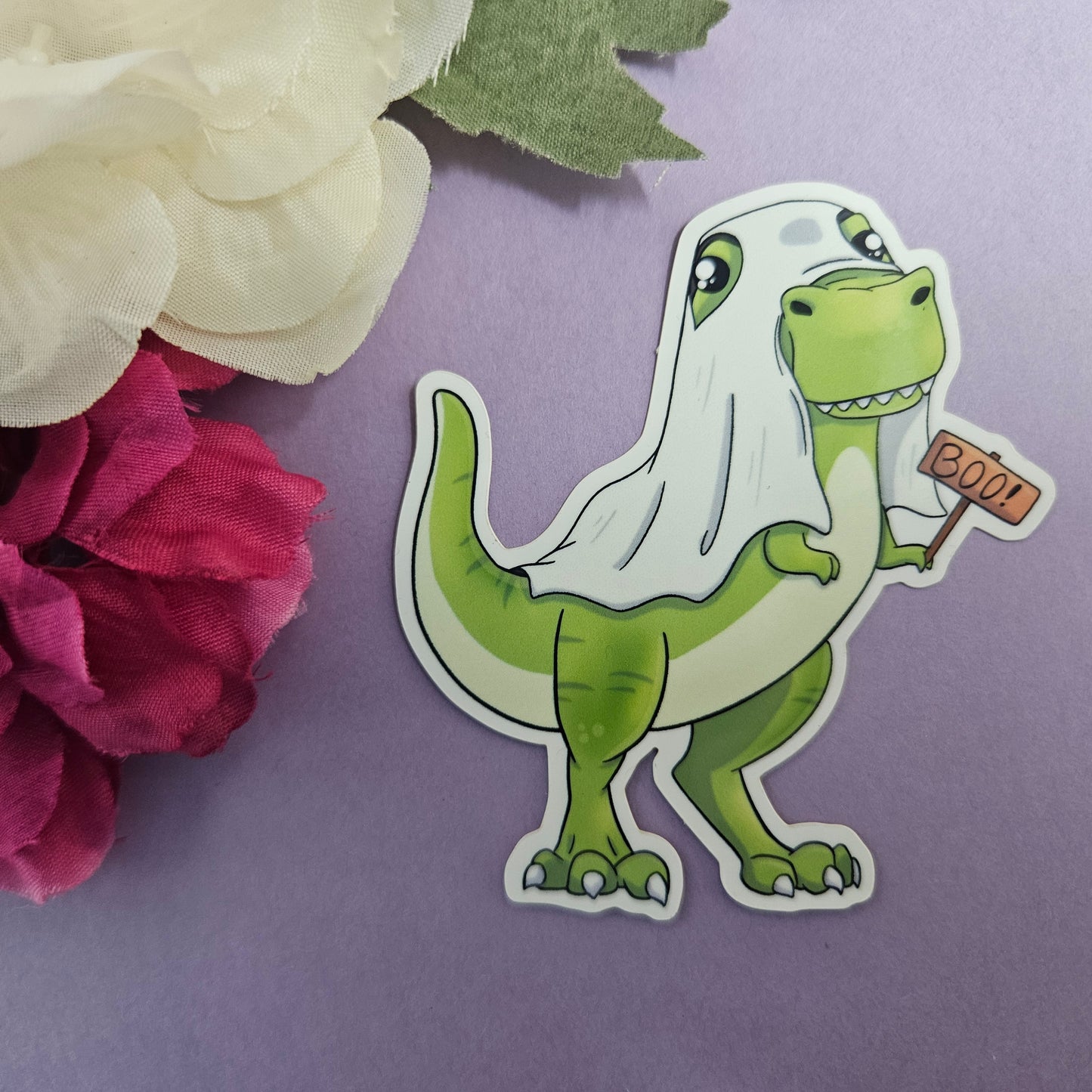 Boo Rex Sticker (t-rex + ghost)