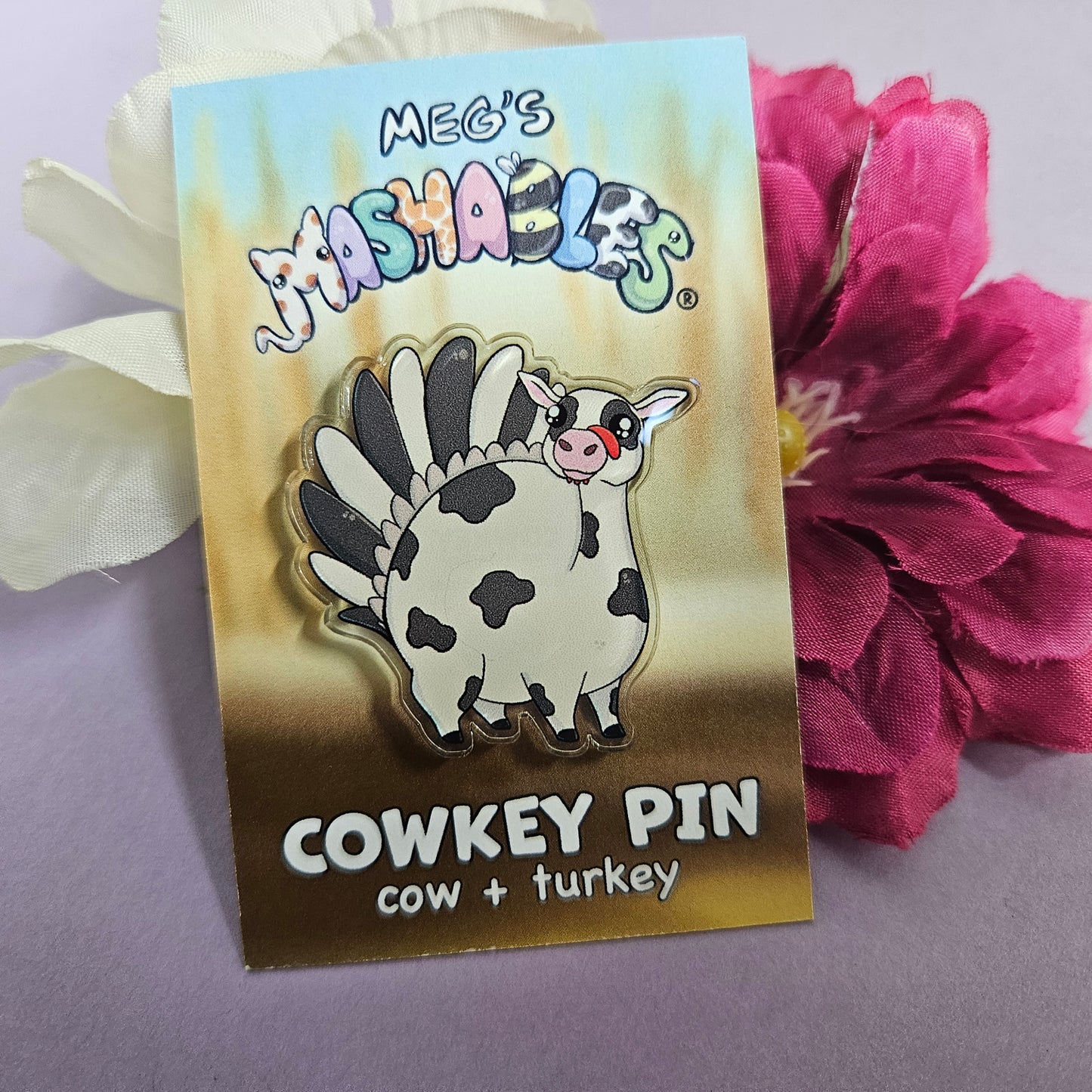 Cowkey Acrylic Pin (cow + turkey)