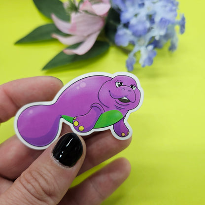 Barnatee Sticker (manatee + barney)