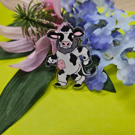 Moosquatch Acrylic Pin (cow + sasquatch)