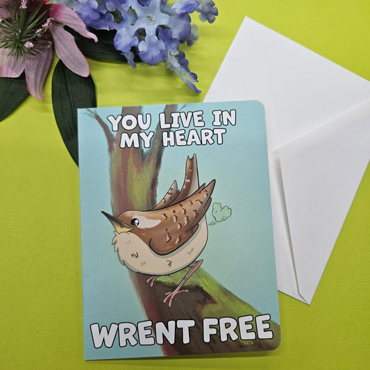 "You Live In My Heart Wrent Free" Love Bird Greeting Card