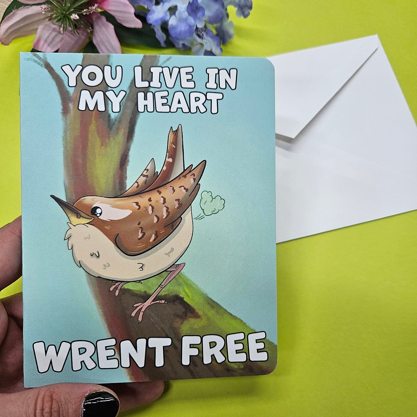"You Live In My Heart Wrent Free" Love Bird Greeting Card