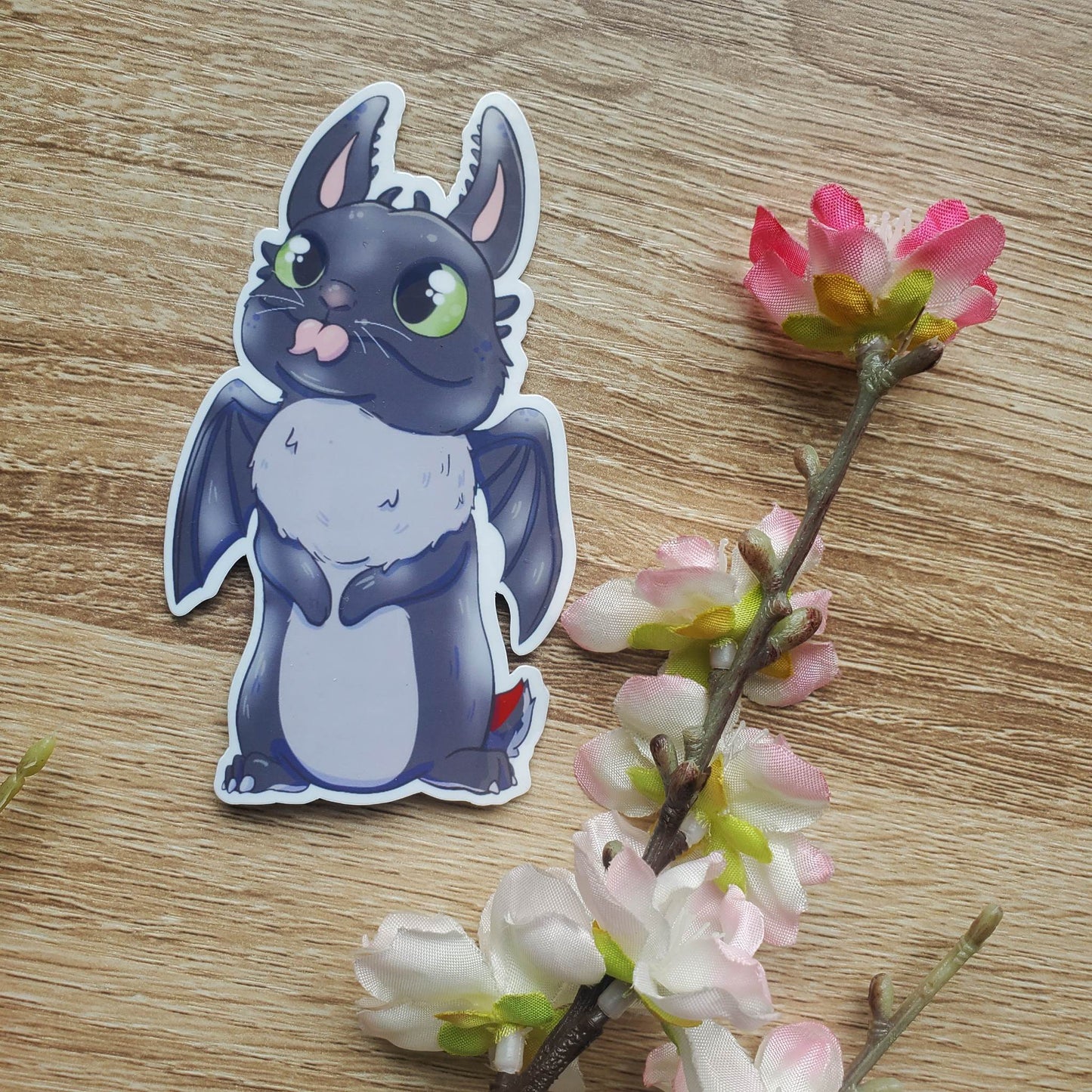 Floofless Sticker (rabbit + toothless 'how to train your dragon')