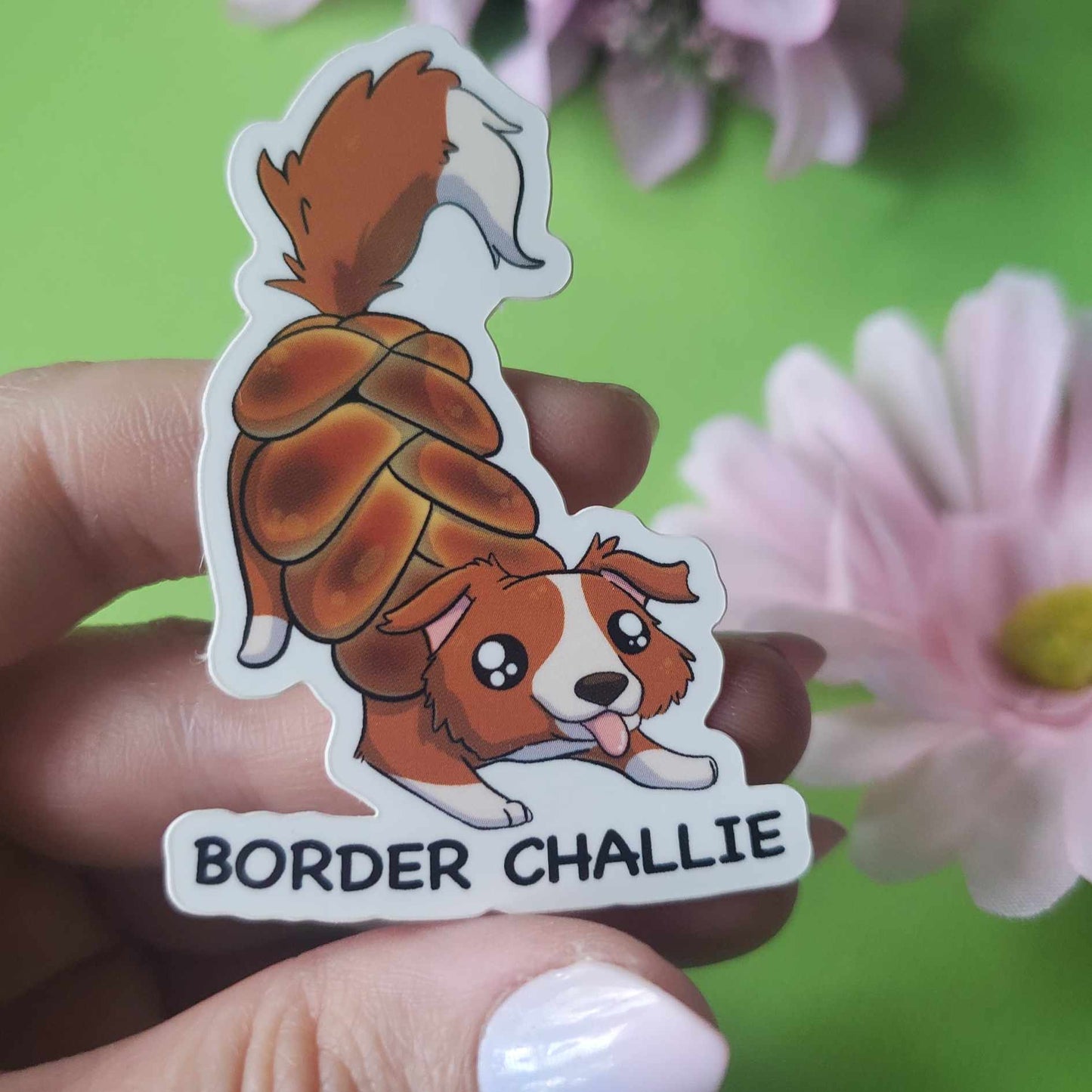 Border Challie Sticker (border collie + challah bread)