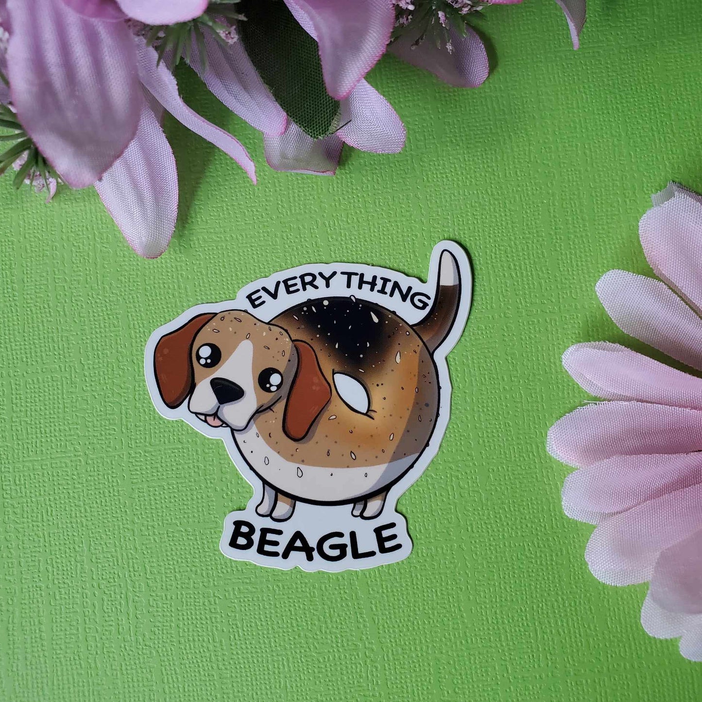 Everything Beagle Sticker (everything bagel + beagle)